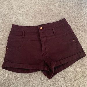 Maroon jean shorts